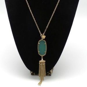 Kendra Scott Lite green Rayne Necklace with Tassel